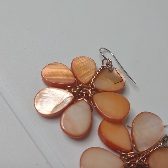 Flower Shaped Shell Earrings With 925 Hooks - Picture 8 of 13